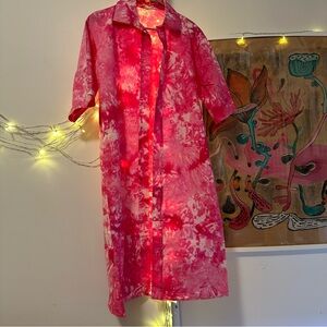 H.A.R.T tie dye long shirt dress in pink